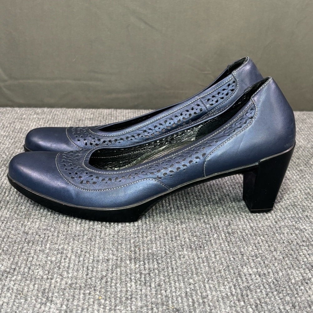 NAOT Heels Women’s 10.5 Mary Jane Cut Outs Leather Slip On Preppy Academia Blue